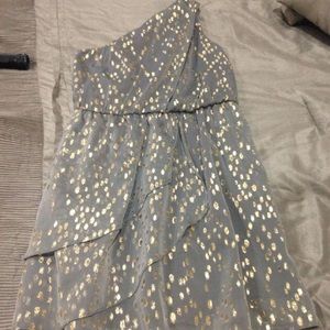 BCBG One shoulder gray sparkly dress